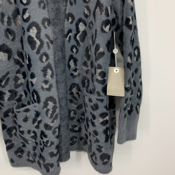 Evolution by Cryus Cardigan Gray Cheetah Fuzzy Soft Open Front NWT - Picture 7 of 11